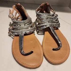 Steve Madden Silver and Tan Sandals